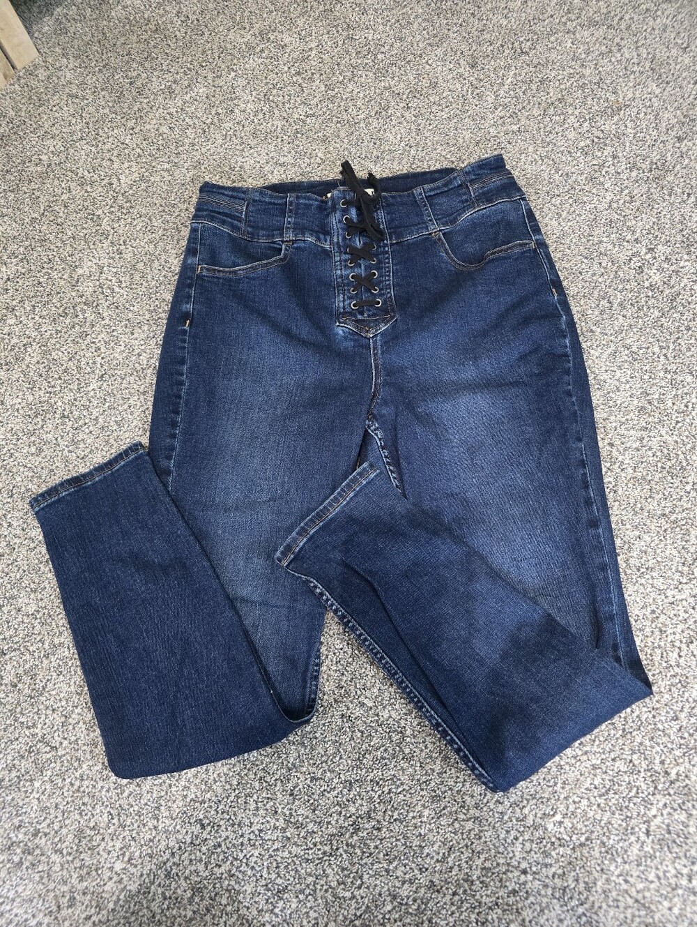 We The Free Curvy Lovers Knot High Rise Lace Up Skinny Jeans